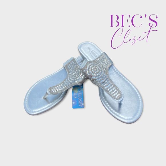 Kristen’s Kloset Silver Embellished Thong Size 8 - Picture 4 of 5